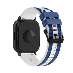 Sport Silicone Nylon Bracelet Strap for Redmi Watch 5 Lite/Active - 22mm Watchband Replacement (White blue)