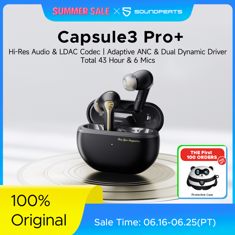 SoundPEATS Capsule3 Pro+ ANC Wireless Earphone Hi-Res Audio Bluetooth 5.3 Earbuds HiFi Stereo Sound with xMEMS Speaker,6 Mic,43H