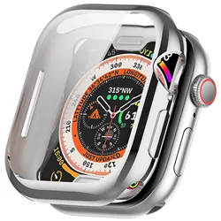 Premium TPU Apple Watch Cover with Screen Protector for 44mm Series 654 SE (Silver)