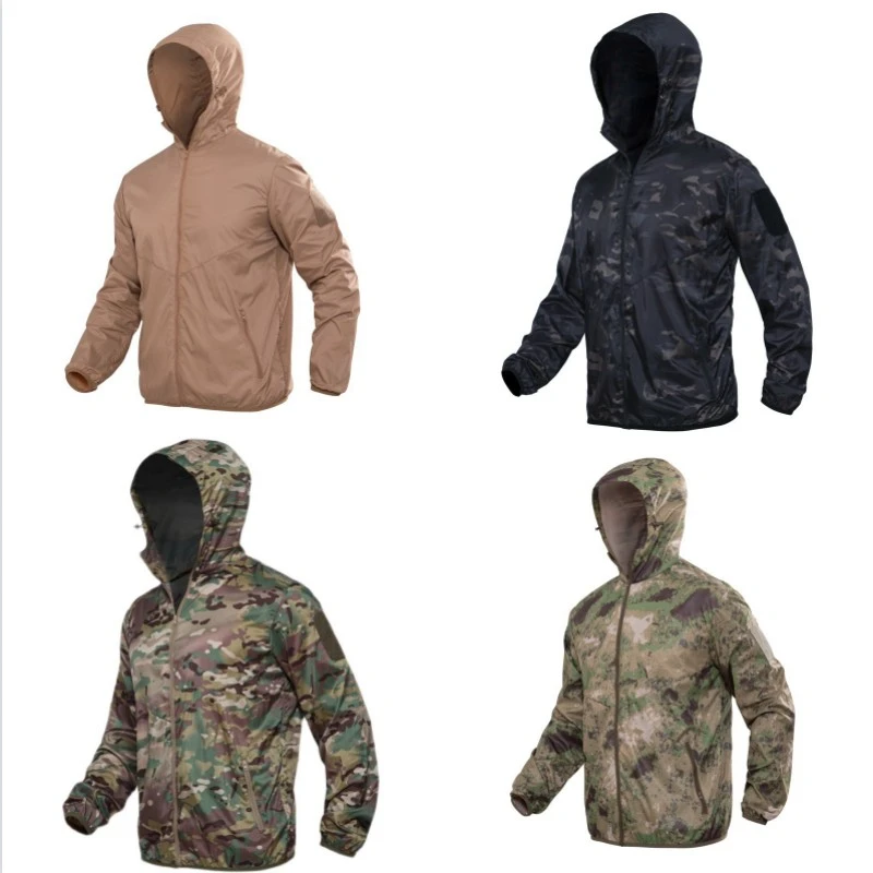 Outdoor Tactical Summer Camouflage Clothing Sun Protection Thin Waterproof Windbreaker Sports