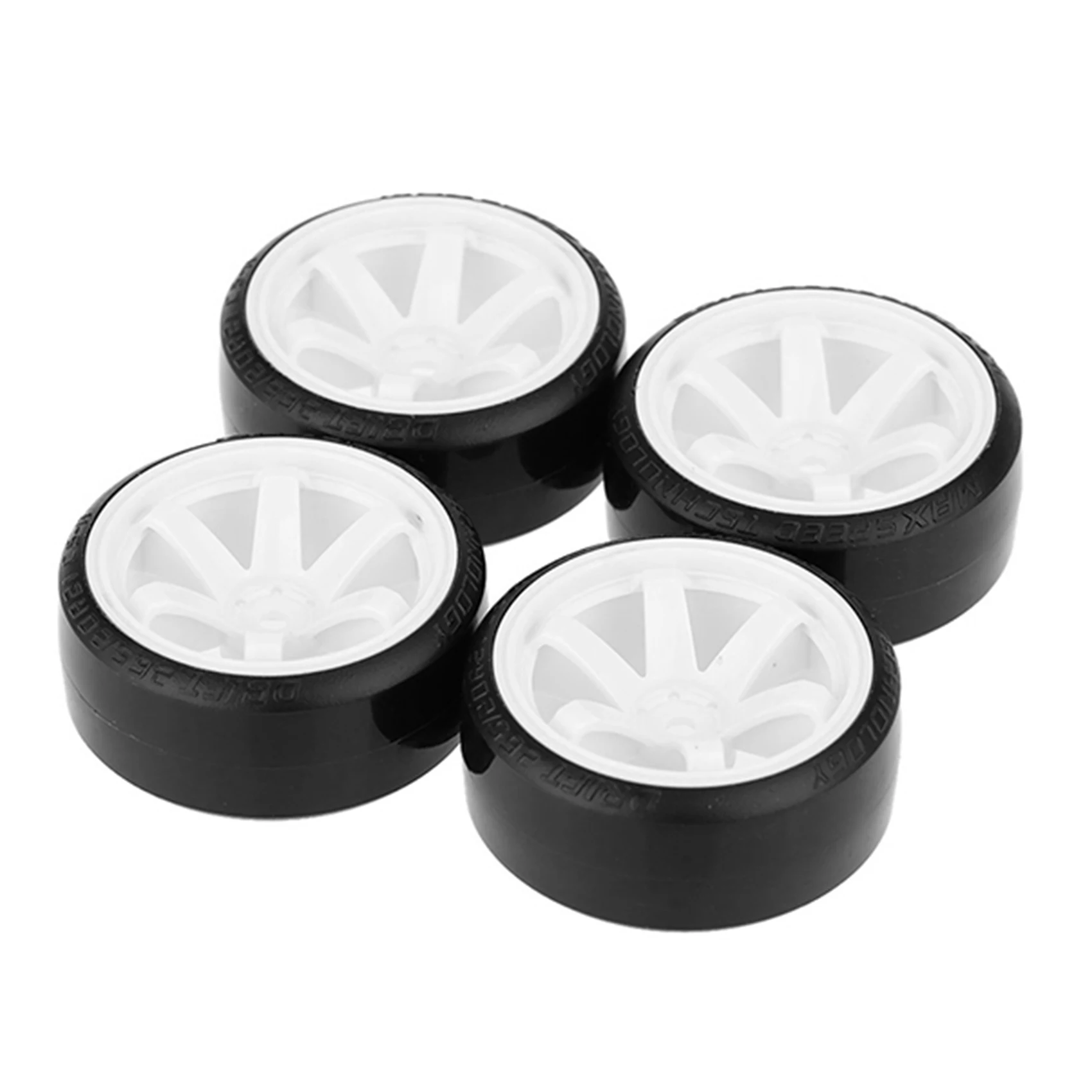 4Pcs Drift Car Tire Wheel Rim Hard Wheel Tire Per 1/10 Traxxas Hsp Tamiya Hpi Kyosho Drifting Rc Car White