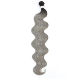 Colorful Body Wave Ombre Blonde Synthetic Hair Extensions - 1pc (Ombre Grey)
