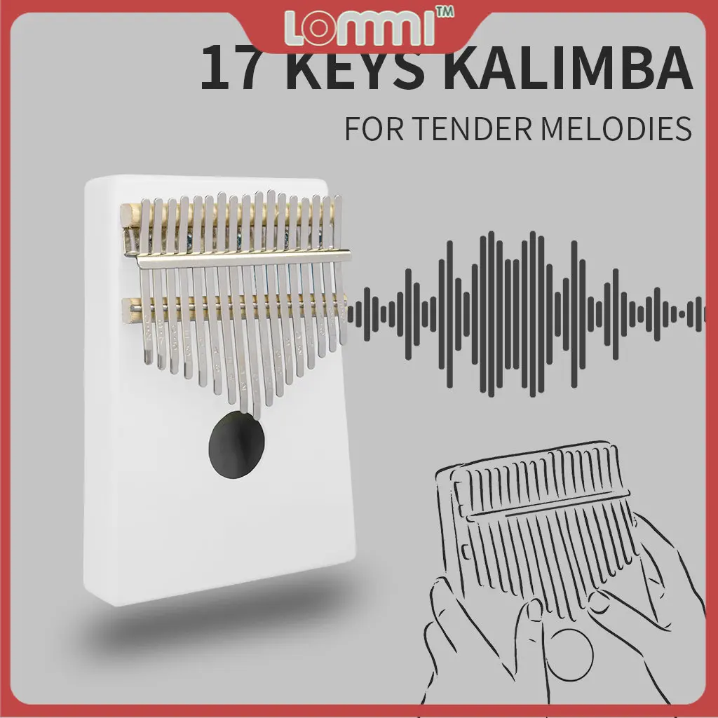 

LOMMI 17 Keys Kalimba Thumb Piano Wood Solid Wood Body Musical Instrument For Beginner Use K06-White