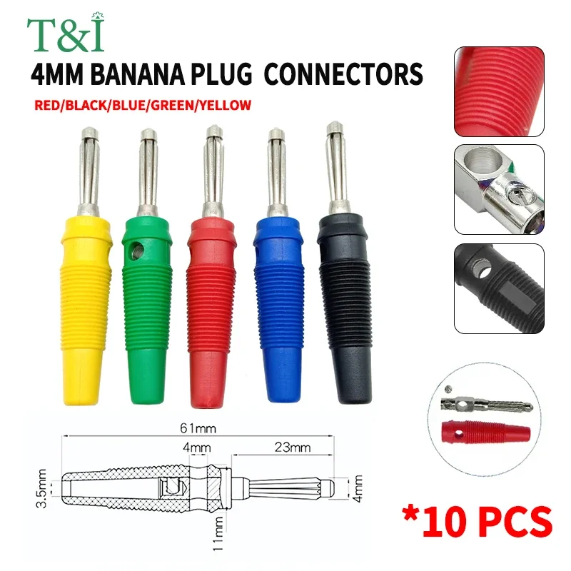 10PCS4mmBananaPlugPlugSocketConnectorBindingPostLanternPlugMaleFemalePairTerminal