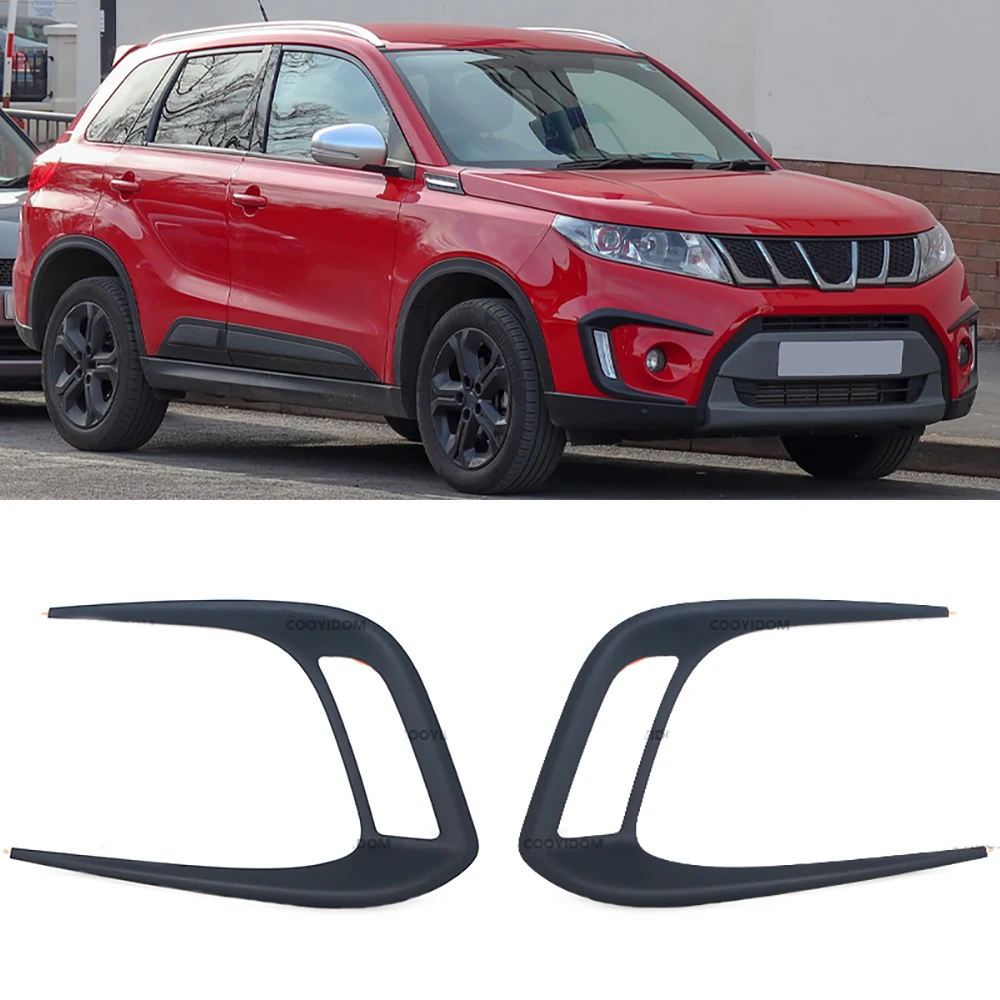 Car Front Fog Light Cover Grill Daytime Running Lamp Frame Trim ABS Decorative Sticker For Suzuki Vitara 2016-2020