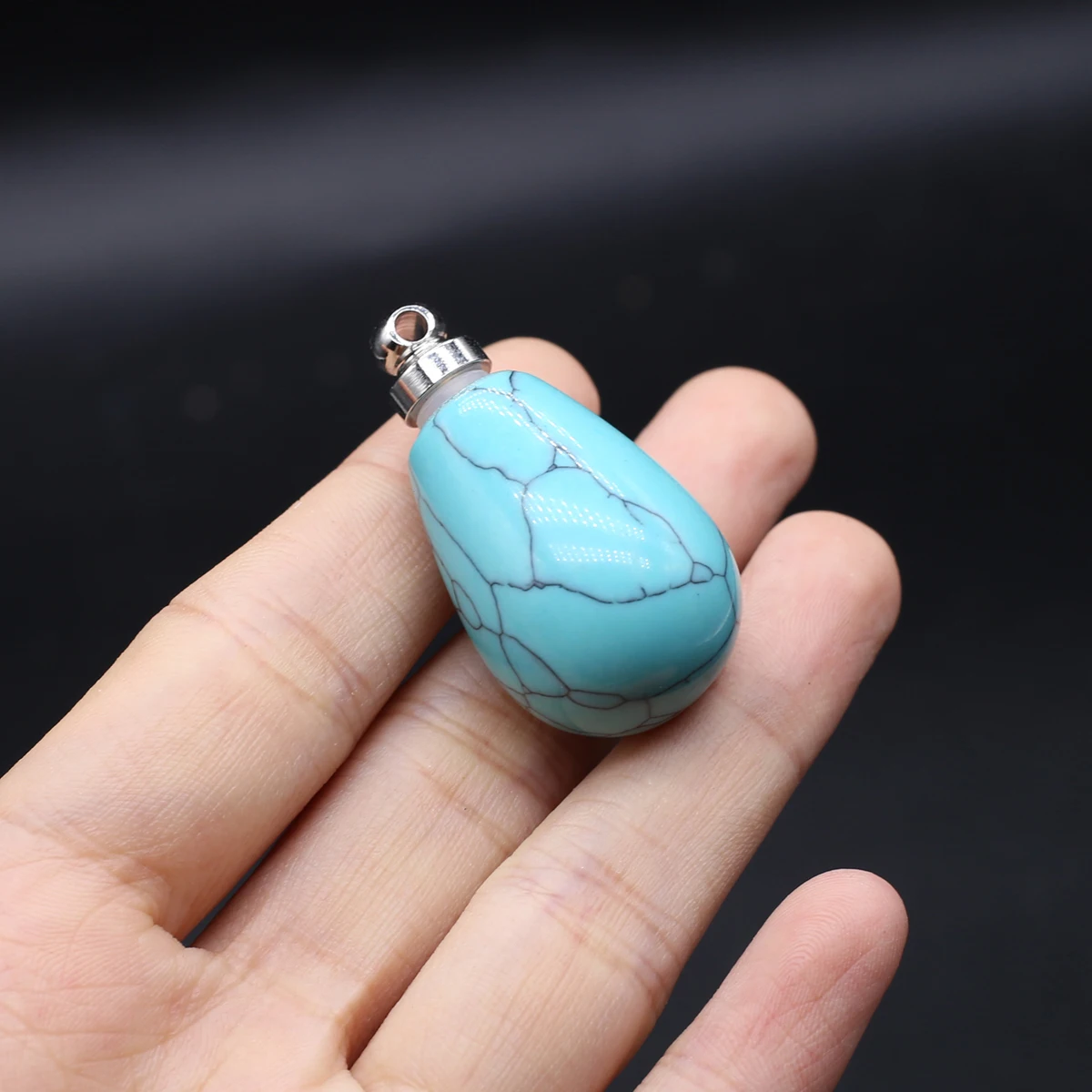 5PCS Wholesale Natural Semi Precious Stone Droplet Shape Pendant Perfume Bottle Jewelry Making DIY Necklace Accessories Gifts