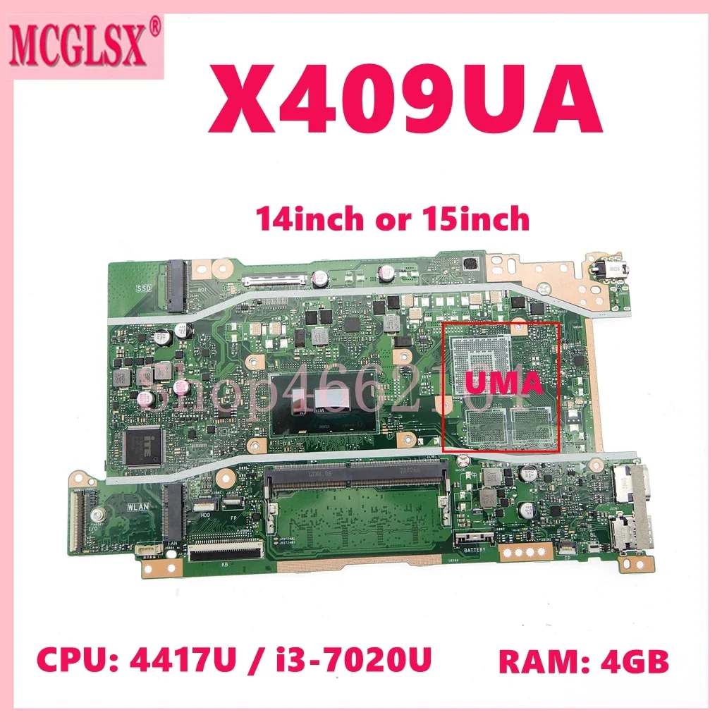 Placa-mãe para Laptop Asus Mainboard Cpu 4gb de Ram X409ua X409ub X509ua X509ub X509uj X409uj 4417u I37020u