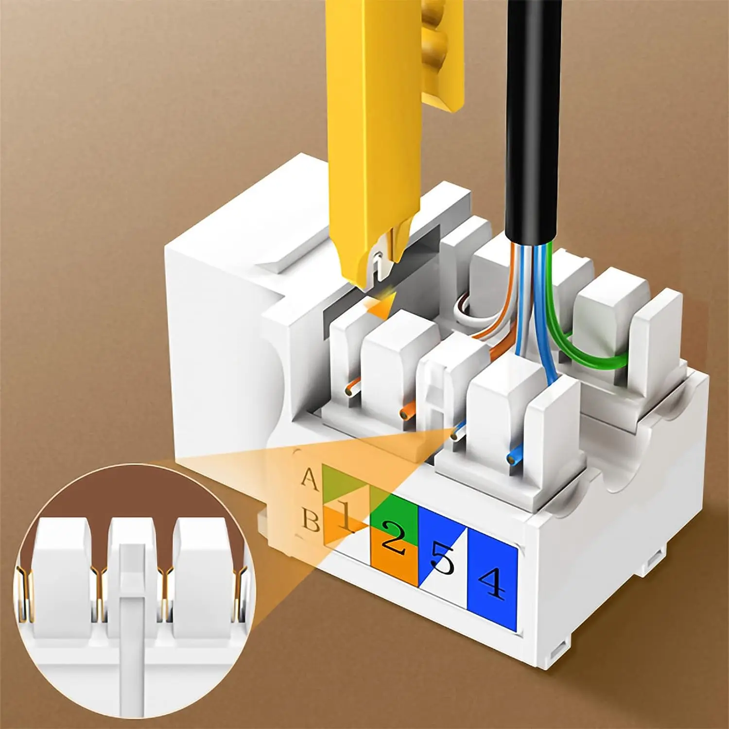 Keystone Jack Conector Ethernet Punch Down Adaptador de Parede Acoplador de Módulo de 90 Graus Compatível com Cat5 5e 10 Pcs Zoerax-cat6 - Imagem 2