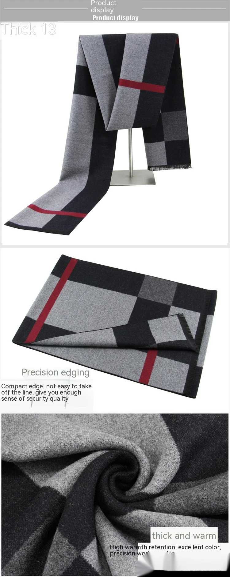 Herren Karoschal Aus Seidenplüsch - Warmer Winter Halsschal_voghion.com