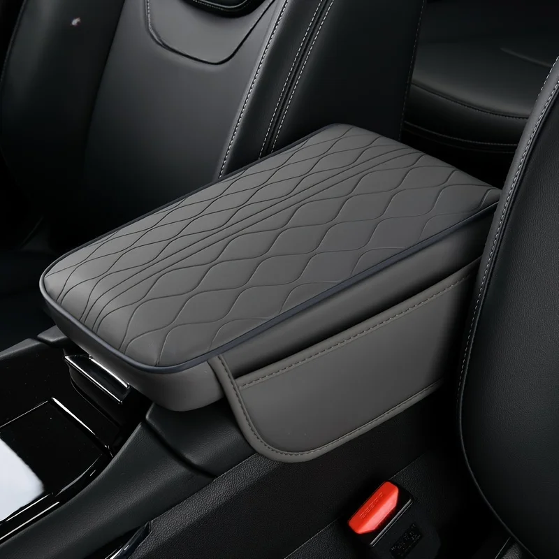 Cuscino Per Bracciolo Auto In Pelle PU - Universale Con Tasche Laterali, Comfort Per Guida Lunga (Beige) - Foto 4