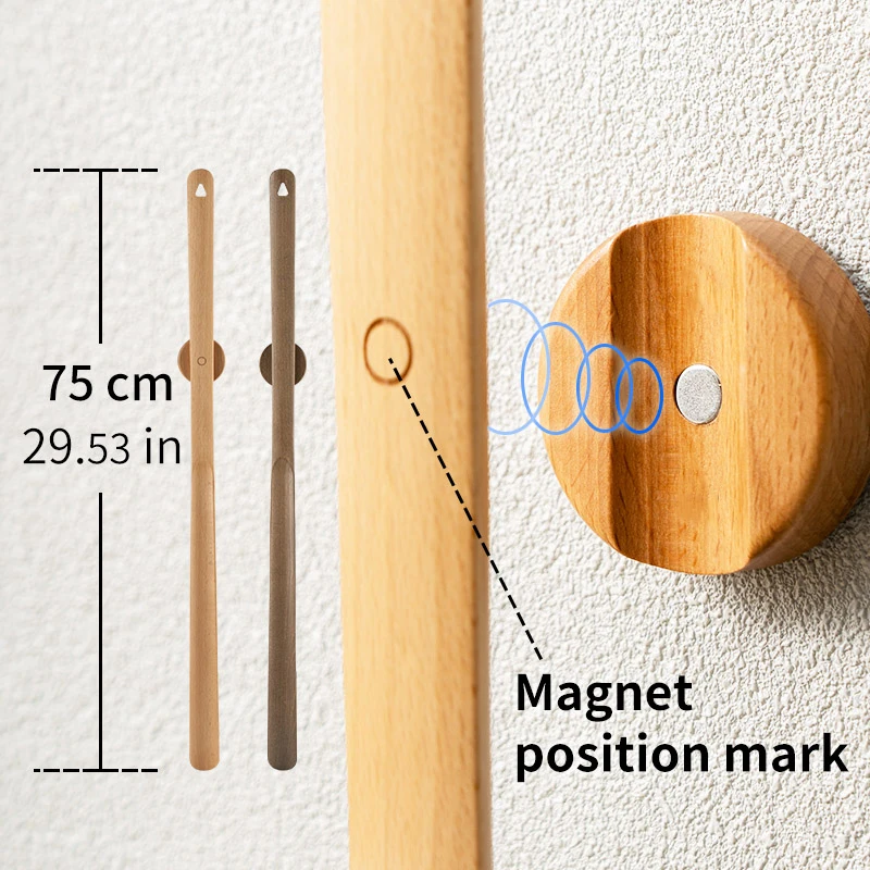 75cm Magnetic shoehorn Wooden Long Handle Shoehorn Shoe Horn Wear Shoe Easier Support for customized Logo 6