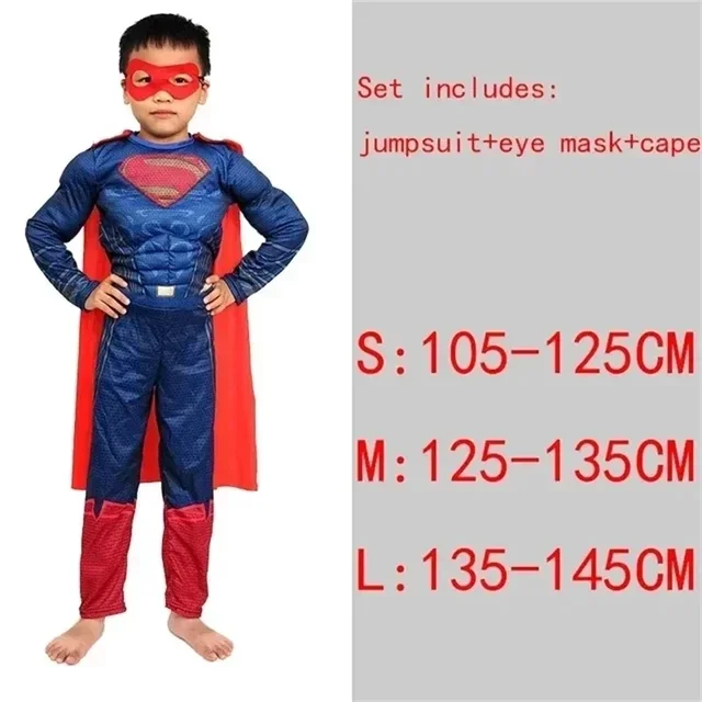 thumbnail image 1 of Disfraz de superhéroe Spider Man, Capitán América, Iron Man, Thor, Hulk, Batman, mono musculoso para niños, fiesta de Halloween, 1 of 5