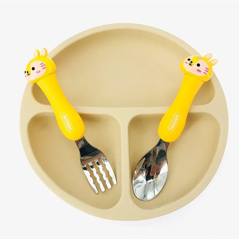 Tableware Cartoon Kids Fork Spoon Set Dessert Spoon for Children Fork Baby Gadgets Feed Kid Children's Cutlery