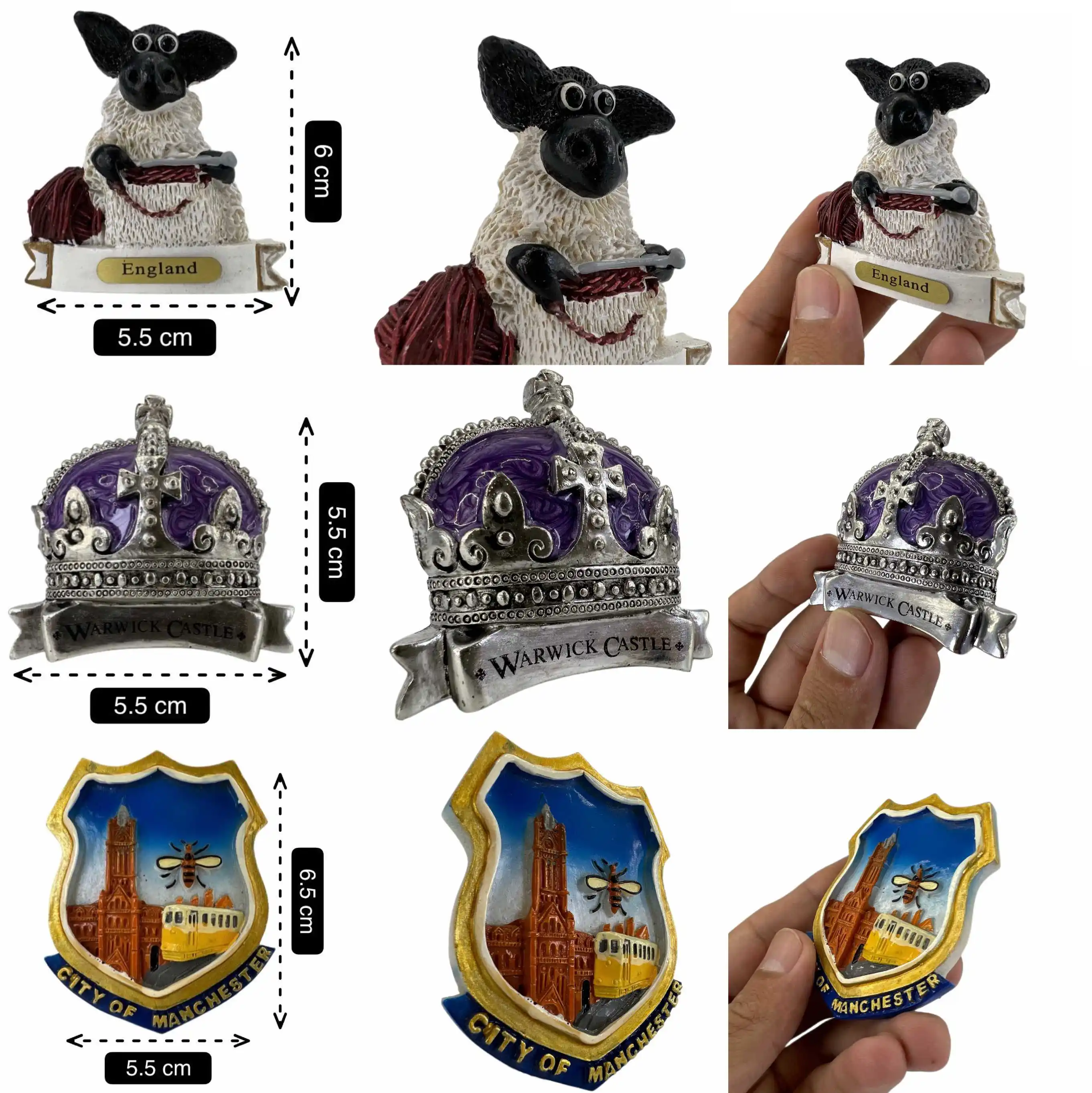 UK Fridge Magnet Manchester, Warwick Castle, Windsor Castle, Whitby, Blackpool, Stonehenge 3D Magnetic Resin Gift