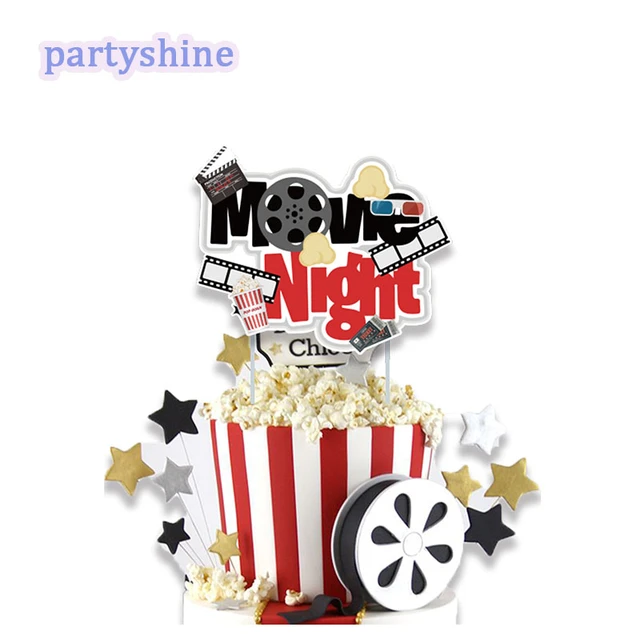 Movie Night Themed Party Decorations Hollywood Red Carpet Party Supplies  Cupcake Toppers Popcorn Foil Balloons for Oscar Party Event Awards Night