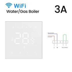 Smart WiFi Thermostat for Electric and Gas Heating - Voice Control Enabled (WaterGas Boiler-W)