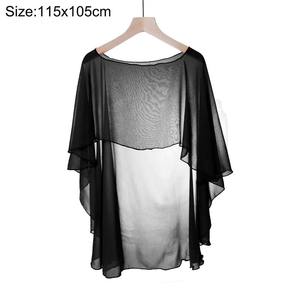 New Fashion Soft Wedding Capes Long Solid Color Chiffon Shrug Wedding Jacket Wraps Womens Ladies Evening Cover Up Beach Shawl