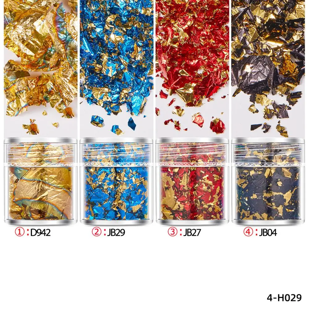 Description Picture 4 of item4pcs/set Gold Leaf Flakes Colors Sequins Glitters Confetti Gold Foil DIY Resin Mold Nail Art Candle Stamp Jewelry Making Decor