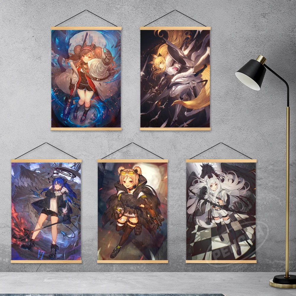 

Canvas HD Print Arknights Home Decor Angelina Wooden Hanging Painting Anime Poster Blemishine Wall Art Modular Picture Kids Room