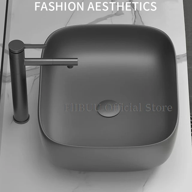 อ่างล้างมือเซรามิกสำหรับใช้ในห้องน้ำชามด้านบนของเคาน์เตอร์อ่างล้างมือเดี่ยวอ่างล้างหน้าล้างมืออ่างล้างมือพอร์ซเลนอ่างล่างหน้า 5