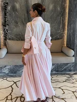 Casual Striped Women Summer Dress Lapel Single Breast Half Sleeve Slim Waist Long Dresses 2025 Autumn Lady Fashion Vacation Robe - Image 5