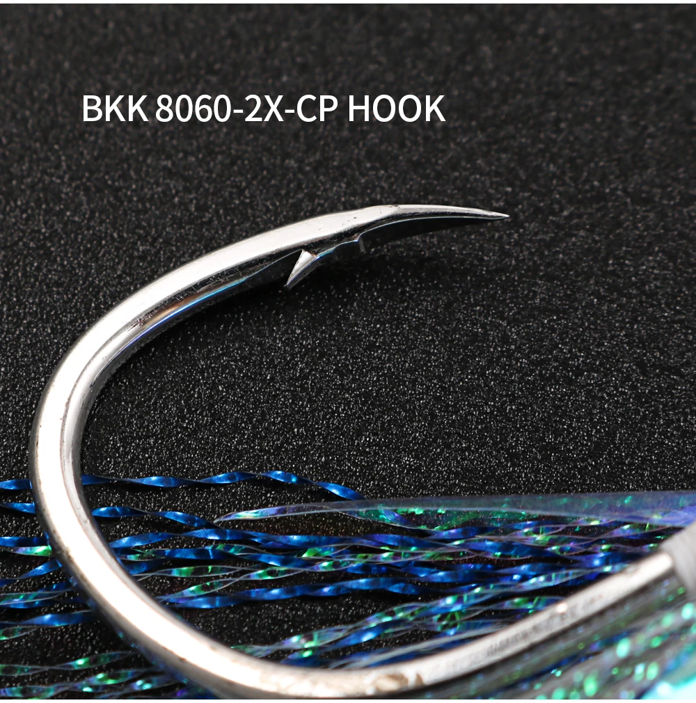 JIGGING PRO Twin Assist Haken 1/0 2/0 3/0 4/0 Angelhaken aus BKK-Stahl mit doppeltem Widerhaken und leuchtendem Feder-Jigging-Haken – Detail 6