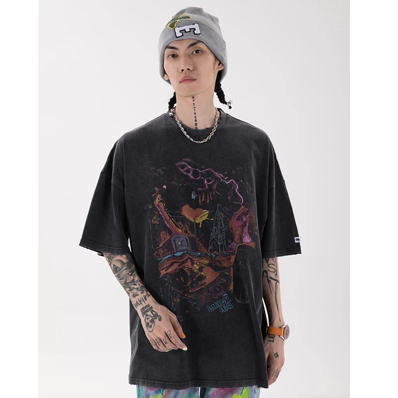 Hip Hop Oversize Washed T Shirt 