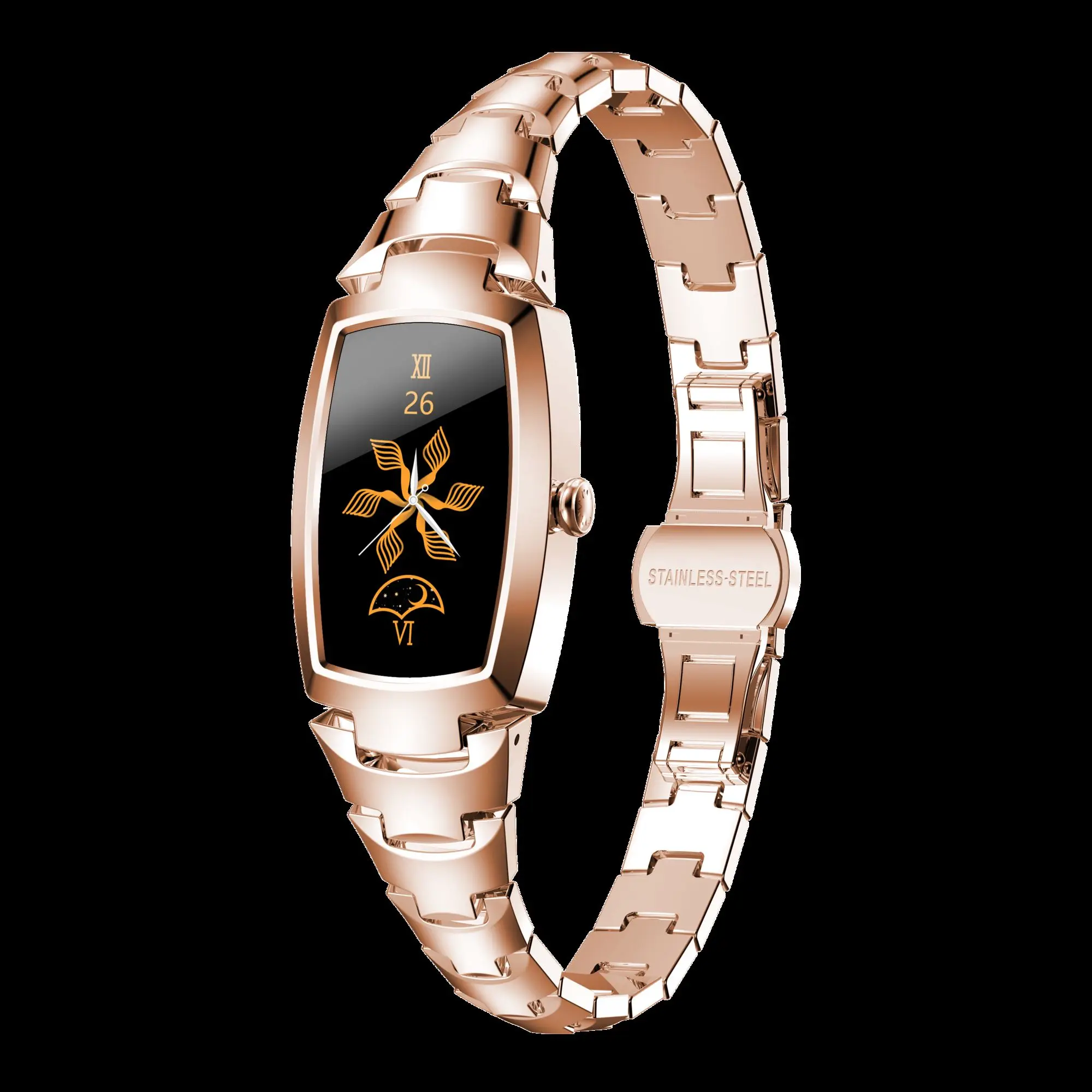 Rainbuvvy H8 Pro Fashionable Women Smart Watch Steel Strap Bracelet