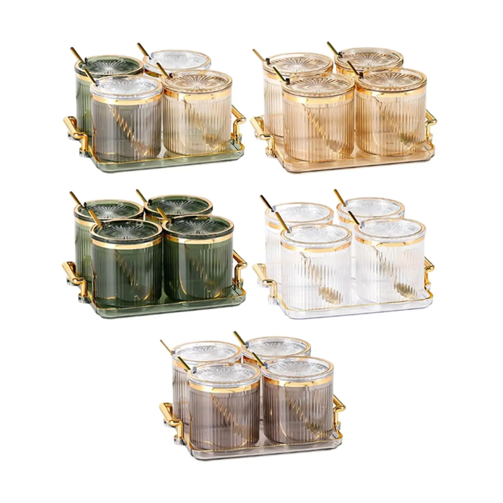 3/4pcs Spice Bottle with Lids Save Space Easy Clean Seasoning Bottle Set Salt Seasoning Organizer Kitchen Condiment Container