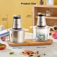 BioloMix Mini hachoir électrique, 300W, avec 2 bols et 4 lames à deux niveaux pour le traitement des aliments pour bébés, des viandes et des oignons. 6