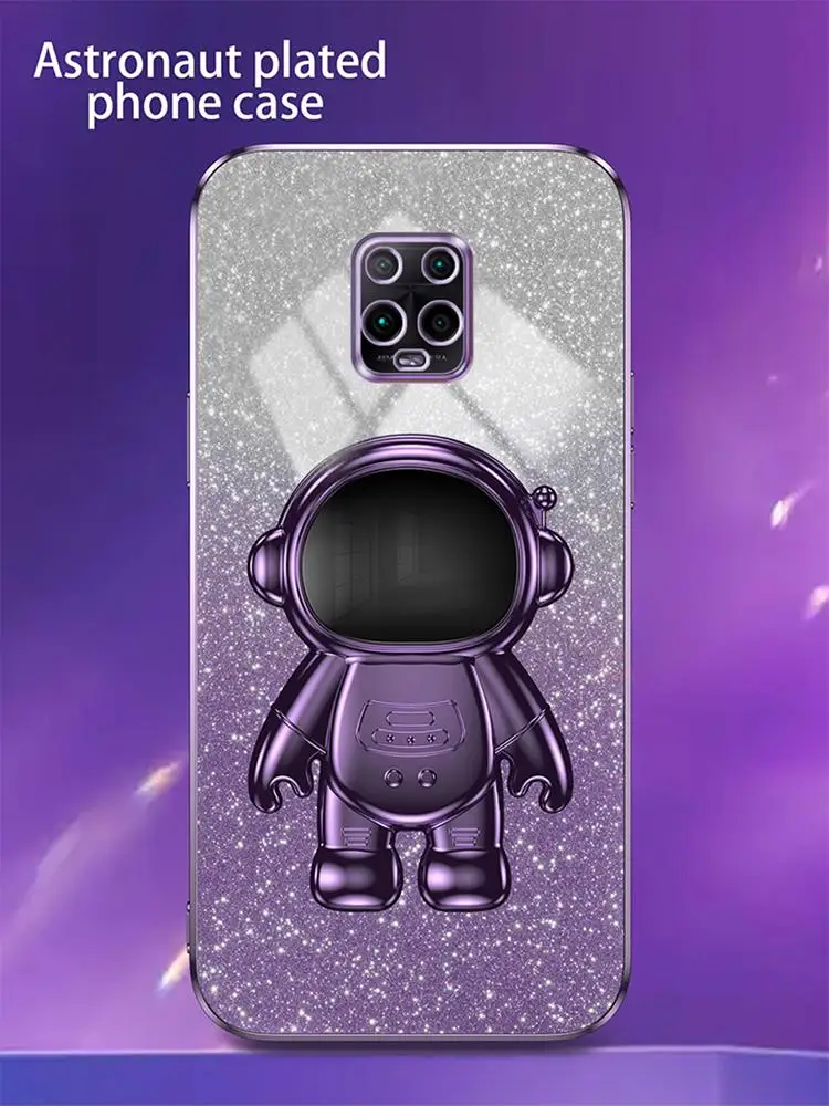 Luxury Glitter Plating Astronaut Holder Stand Silicone Back Cover