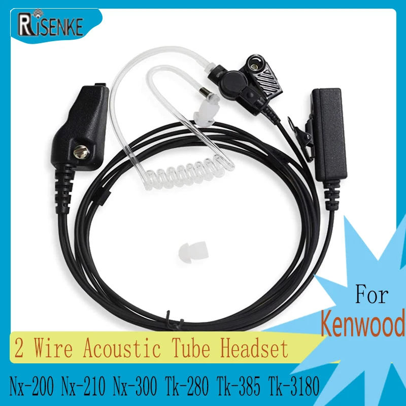 

RISENKE-FBI Style 2 Wire Acoustic Tube Headset,Earpiece for Kenwood Radio,Walkie Talkie, Nx200, Nx210, Nx300, Tk280,Tk385,Tk3180