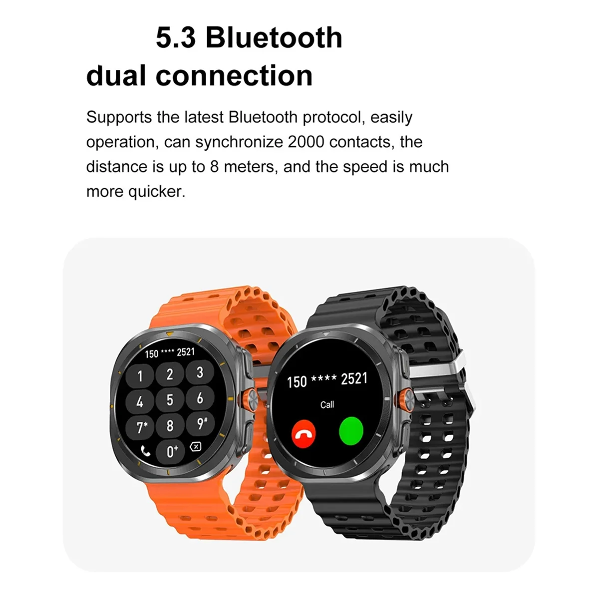 DT Watch Ultra 47mm 스마트 시계 블루투스 통화 나침반 OrangeJAS