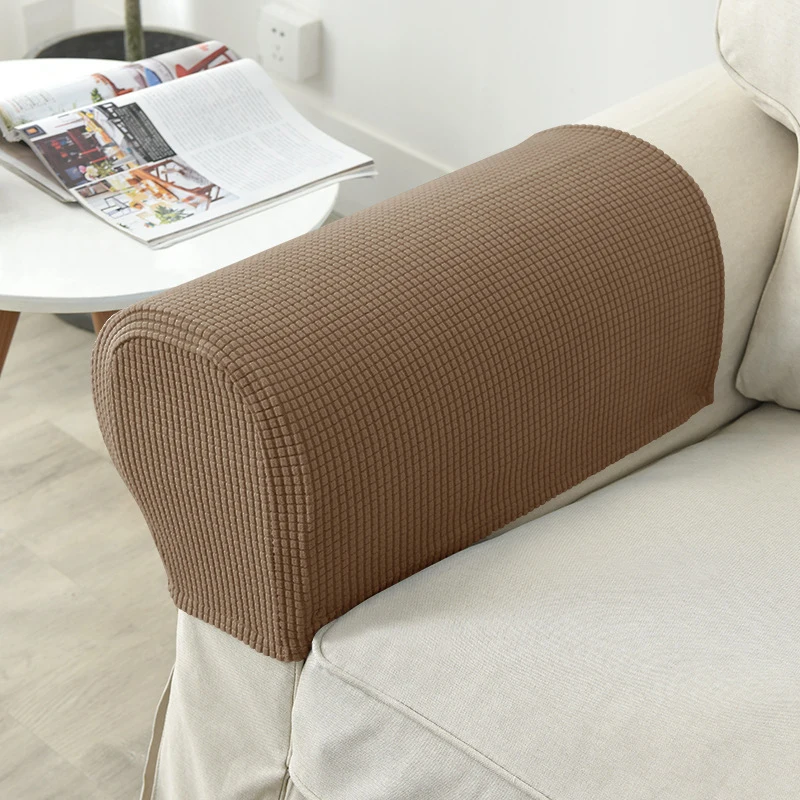 2pcs/set Solid Jacquard Stretch Sofa Arm Covers Non-Slip Durable Slipcovers for Furniture Protection Decor Sofa Armrest Cover 6