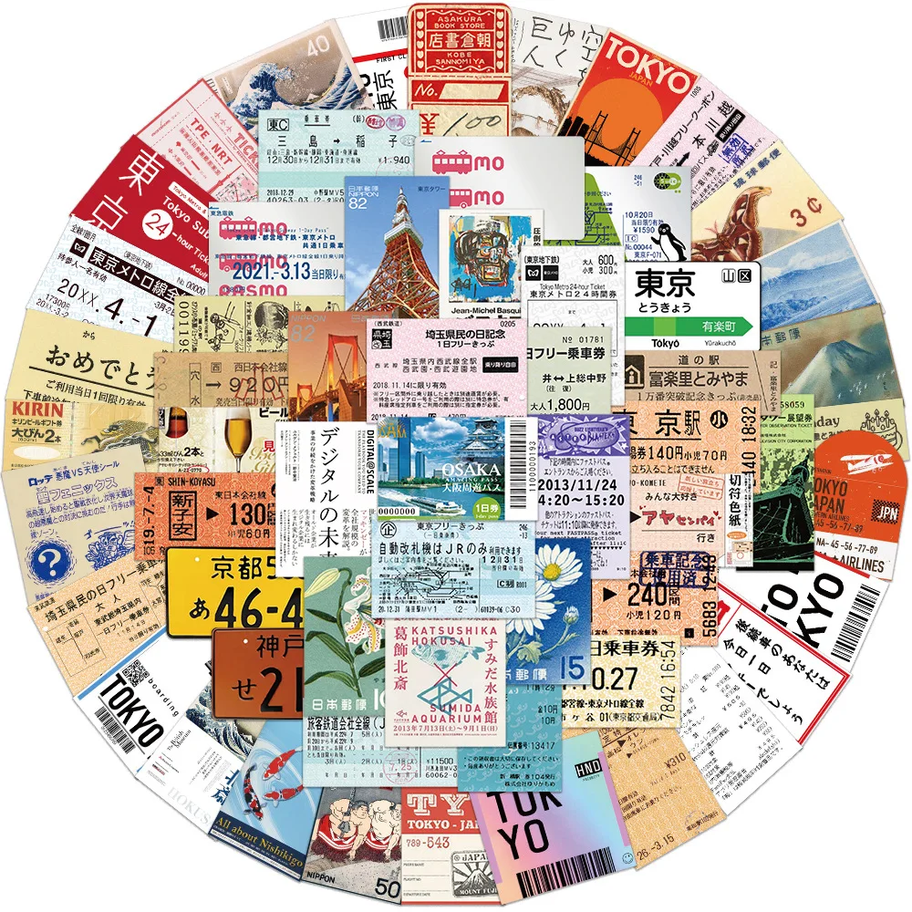 10/30/60PCS Japan Tokyo Stamp Stickers Collection Graffiti Decals DIY Laptop Phone Notebook Suitcase Iconic Stickers Classic Toy 5