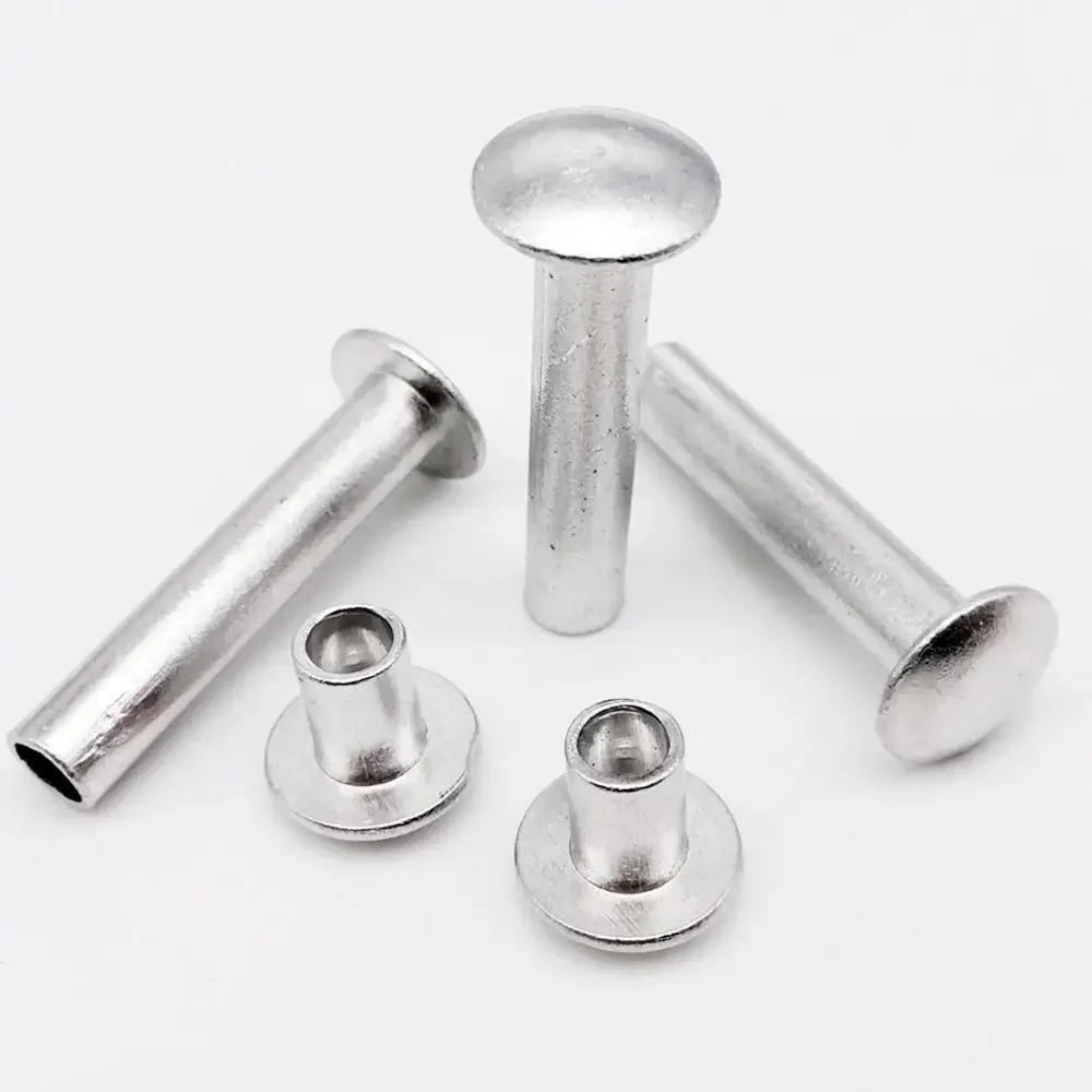 10/50pcs M2 M2.5 M3 M4 M5 M6 GB873 Aluminum Round Flat Button Truss Head Half Semi Hollow Rivet Diameter 2mm 3mm 4mm 5mm 6mm rivets and fasteners rivets and screws