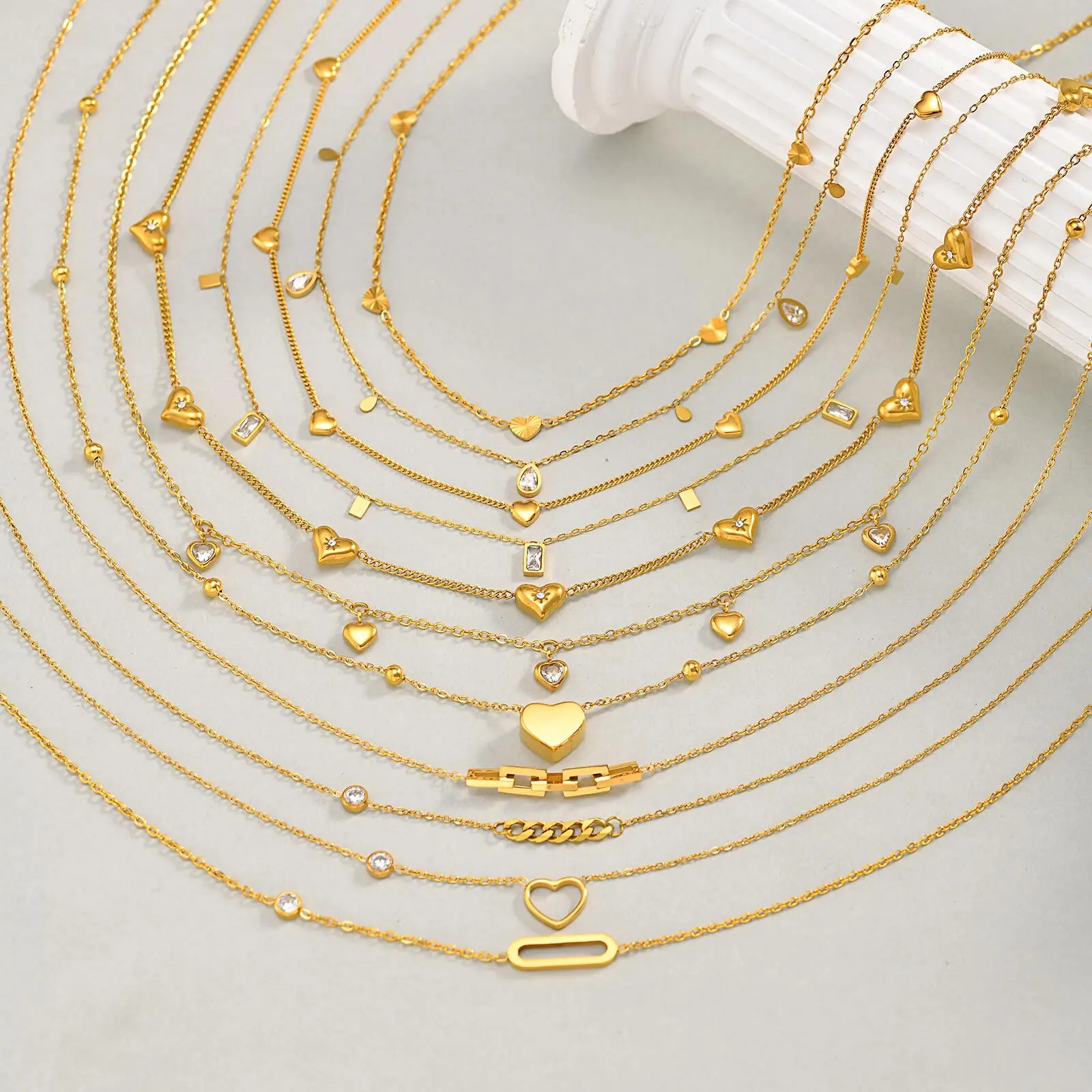 Vnox Luxus Mehrere Zirkon Herz Anhänger Kragen frauen Edelstahl Kette Halskette Aussage Liebe Charms Schmuck Geschenk