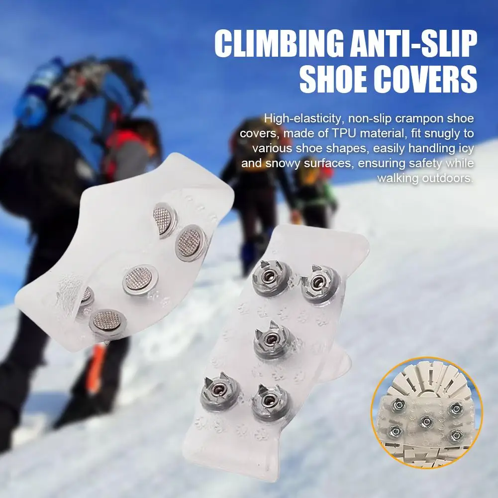 5 Teeth Climbing Crampons Silicone Anti Slip Snow Claw Spikes Grips Shoe Covers Unisex Boots Snow Cleats