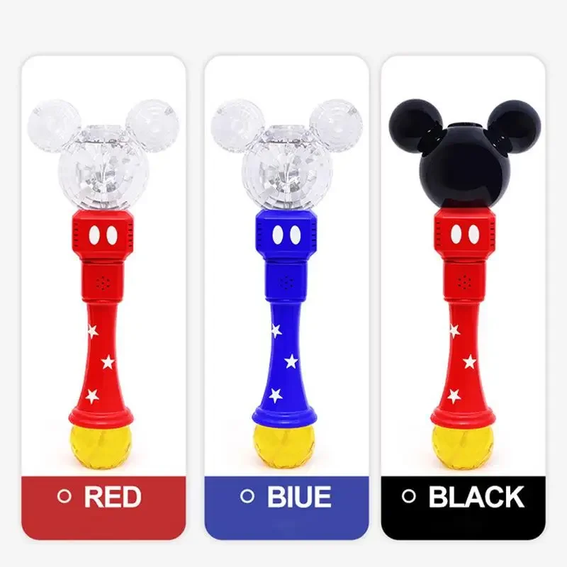 Disney Cartoon Mickey Mouse brinquedo impermeável, Bastão de bolha automático, Iluminação e música, Presentes para crianças, Menina