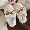 Winter Warm Fur Slippers for Women Cute Bow House Non Slip Soft Shoes Comfort Flat Heel Home Indoor Bedroom Plush Cotton Slides 1