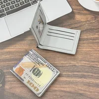 Men's Wallets with 100 US Dollar Pattern Male Leather Wallet with Card Holder Coin Pocket Purse Cartera Hombre 2