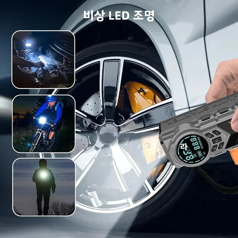 ����Ʈ 12V 2-in-1 ���� ���� ��Ÿ�� �� Ÿ�̾� ���÷����� - JKUOO 150PSI ���÷��̼�, -40 �� C ���׼�, LED ���� USB ��Ʈ