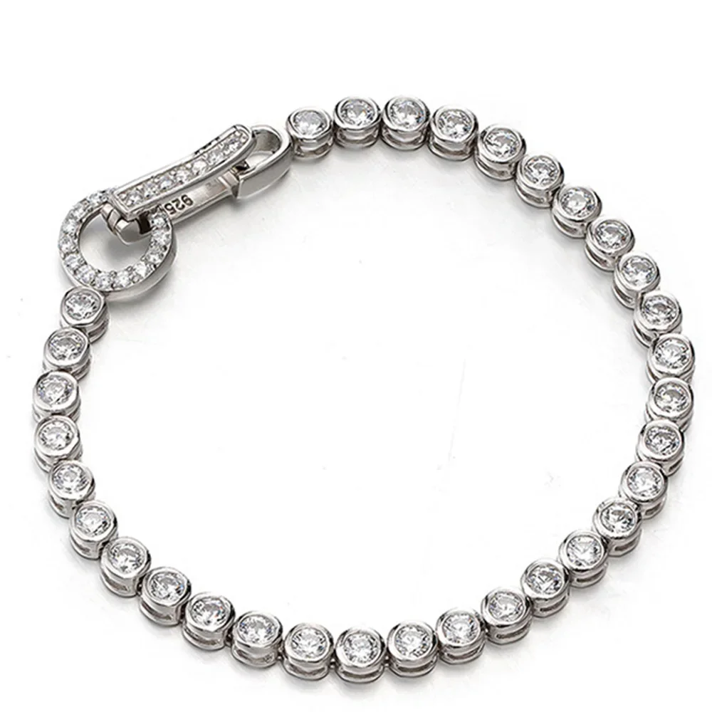 

New Models100% 925 Sterling Silver Created Moissanite Gemstone Party Fashion Women Chain Bracelet Bangle Fine Jewelry Wholesale