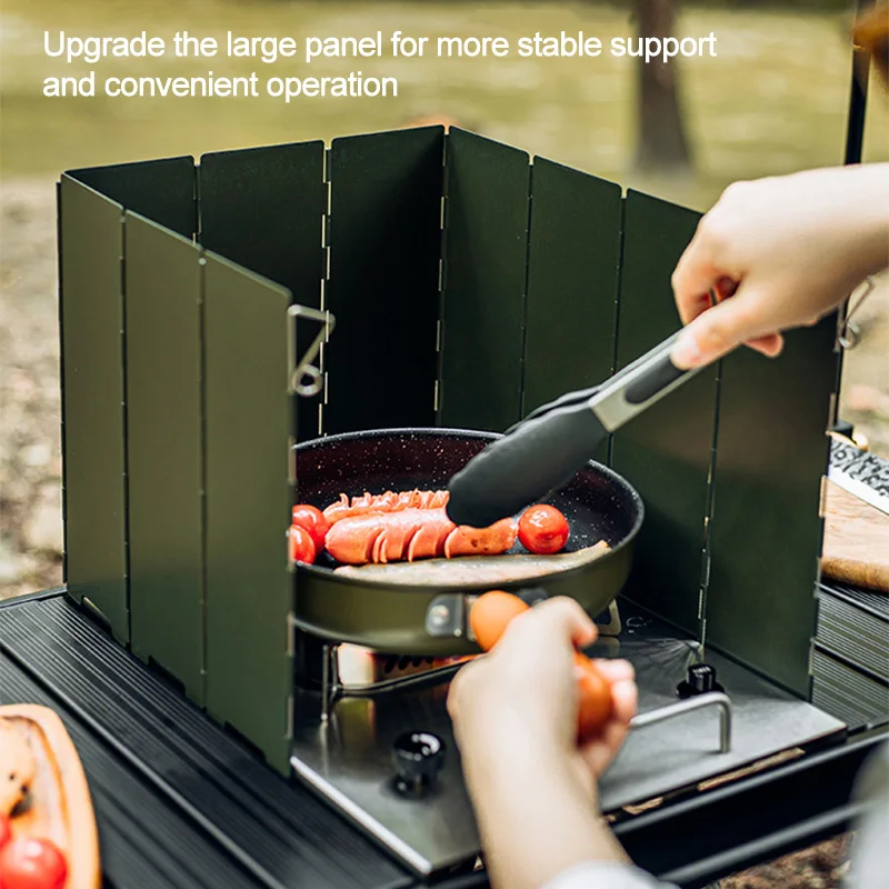 Parabrezza Pieghevole Per Fornello Da Campeggio MIVITOOM, 10 Piastre In Lega Di Alluminio, Dimensioni Aperto 90x24 Cm. Con Borsa Porta. Perfetto Per Picnic, Trekking E Outdoor.