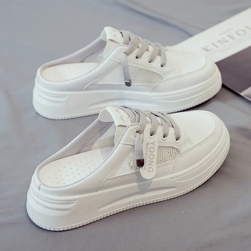 2025 New Summer Half Slippers Small White Shoes Women's Shoes