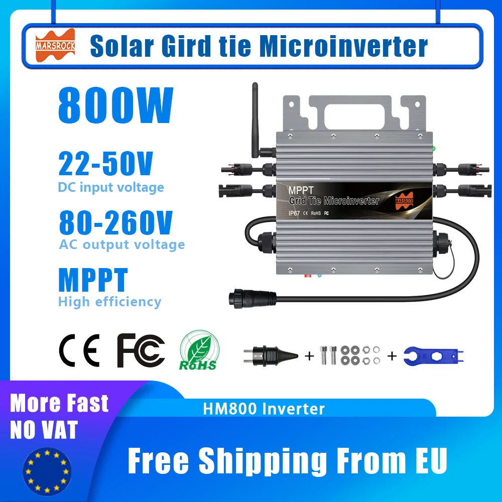 800W Micro Solar Grid Tie Inverter Mppt Micro Inverter A Onda Sinusoidale Pura Dc 24V 48V Ac 120V 220V Microinverter Costruito In Wifi
