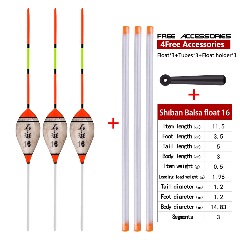 3PCS Balsaholz Schwimmt + 3 Röhren + 1 Boje Sitz Flaches Wasser Eis Vertikale Empfindliche Bobber Zubehör Werkzeuge angelgerät – Detail 17