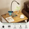 LED Nightstand with Gun Drawer & Reading Light, LED Bedside Table with Charging Station & Human Sensor LED Lights, Nightstands 3