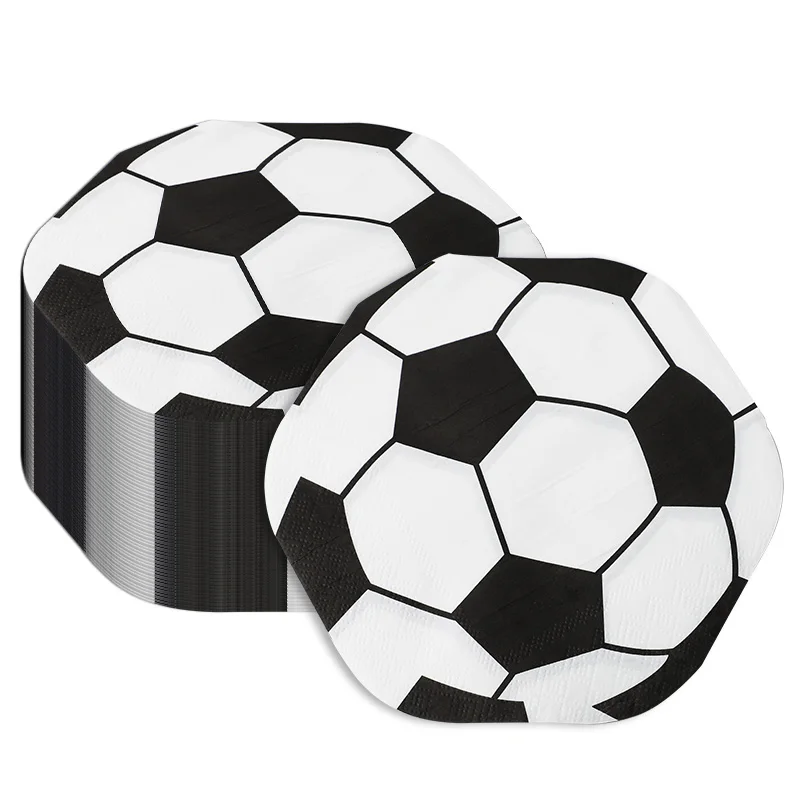 20–100 Stück Fußballförmige Servietten, Fußball-Party-Einweggeschirr für Kinder, Jungen, Sport, Geburtstagsparty, Tischdekoration, Zubehör – Detail 7