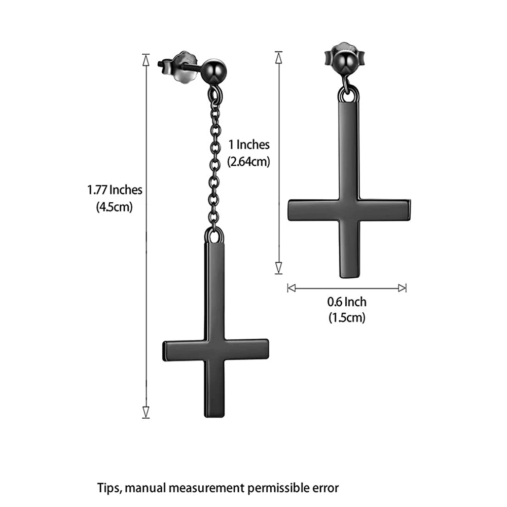 Stainless Steel Inverted Cross Stud Earrings